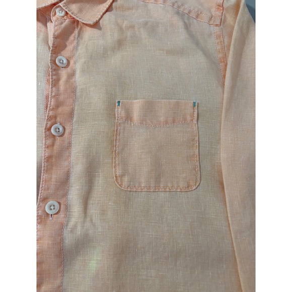 Tommy Bahama Relax Linen Shirt Men's M/M Peach Button Down Long Sleeve Boater - Picture 9 of 11